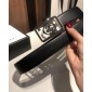 Replica Gucci Silver Black leather belt ASS02400