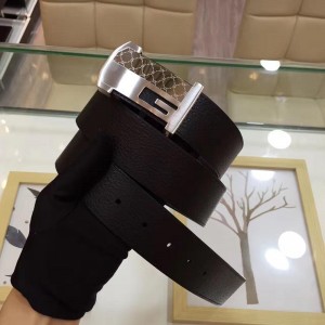 Silver G Gucci Black leather belt ASS02403