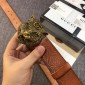 Replica Gucci Lion Head Brown leather belt ASS02415