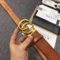 Replica Gucci Gold Double G Brown Leather belt ASS02419