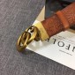 Replica Gucci Gold Double G Brown Leather belt ASS02419