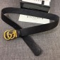 Replica Gucci Gold Double G Black Leather belt ASS02420