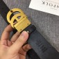 Replica Gucci Gold Double G Black Leather belt ASS02420