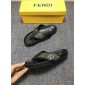 Replica High Quality Fendi Black leather slides slide sandal with all-over FF pattern GO_FD010