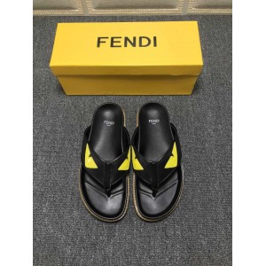 High Quality Fendi black flip-flop with yellow master eyes GO_FD013