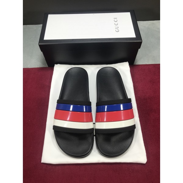 High Quality Gucci slide sandal with blue red and white web rubber GO_GC044