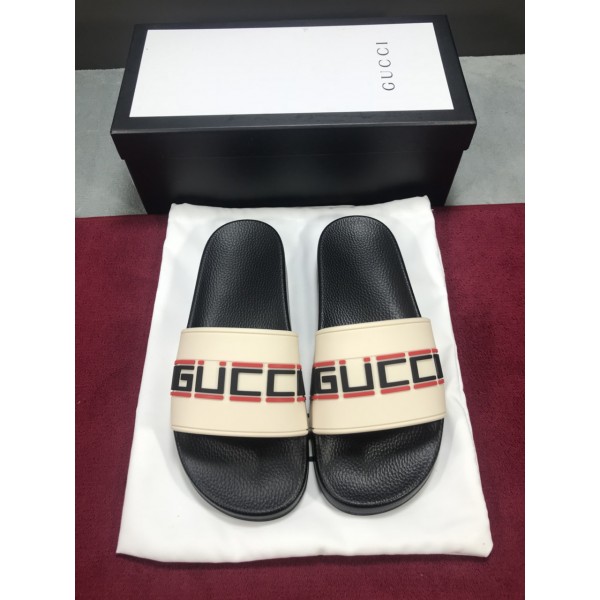 High Quality Gucci slide sandal White rubber with red and black Gucci stripe GO_GC045