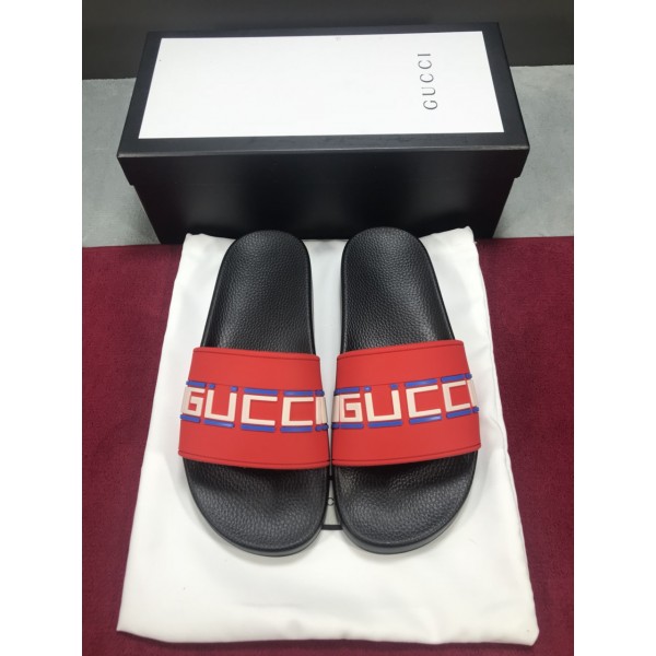 High Quality Gucci slide sandal red rubber with red and black Gucci stripe GO_GC046