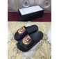 Replica High Quality Gucci Black Rubber slide sandal With Lions GO_GC003