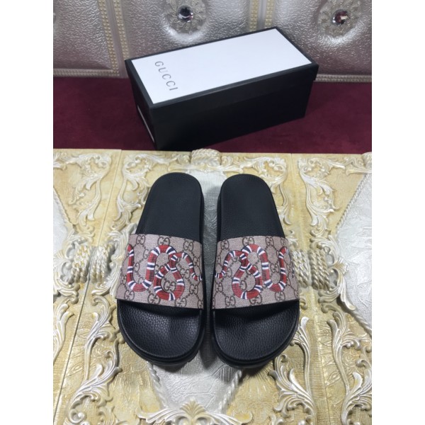 High Quality Gucci Black Rubber slide sandal With Snakes GO_GC008