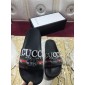 Replica High Quality Gucci Black Rubber slide sandal With Gucci Web GO_GC011