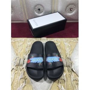 High Quality Gucci Black slide sandal With Blue Gucci Feather(black) GO_GC013