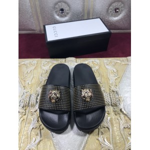 High Quality Gucci Black slide sandal With Golden Tiger GO_GC017