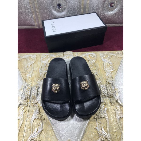 High Quality Gucci Black slide sandal With Golden Tiger GO_GC018