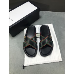 High Quality Gucci Black slide sandal With GG GO_GC023