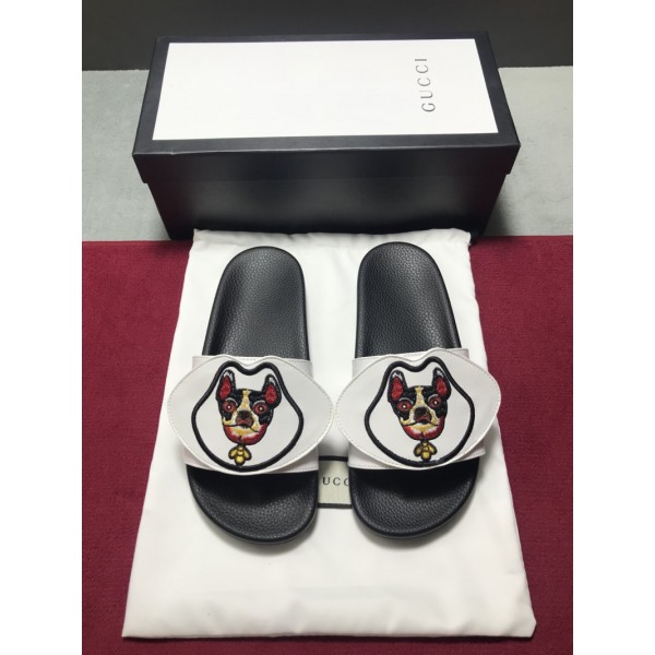 High Quality Gucci slide sandal with White rubber And Dog Design GO_GC027