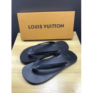 High Quality Louis Vuitton black molitor rubber thong slide sandal GO_LV004