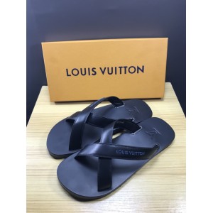 High Quality Louis Vuitton black molitor rubber thong slide sandal GO_LV007