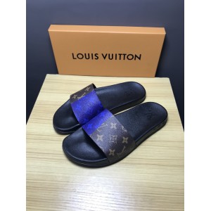 High Quality Louis Vuitton brown and blue Monogram rubber slide sandal GO_LV008