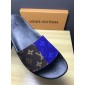 Replica High Quality Louis Vuitton brown and blue Monogram rubber slide sandal GO_LV008