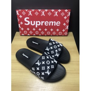 High Quality Louis Vuitton x Supreme black slide sandal GO_LV020