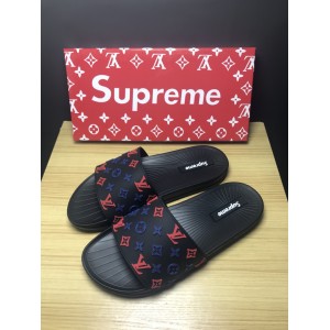 High Quality Louis Vuitton x Supreme black slide sandal GO_LV021