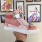 Replica Giuseppe Zanotti Pink velvet and silver bimetal plaque with white sole high-top Perfect sneakers MS03028