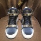 Replica Giuseppe Zanotti Blue velvet and silver bimetal plaque with black sole high-top Perfect sneakers MS03030