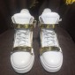 Replica Giuseppe Zanotti White and gold bimetal plaque with white sole high-top Perfect sneakers MS03033