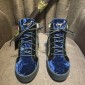 Replica Giuseppe Zanotti Blue suede double zip and black sole high-top Perfect sneakers MS03034