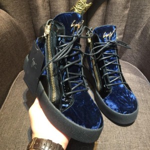 Giuseppe Zanotti Blue suede double zip and black sole high-top Perfect sneakers MS03034