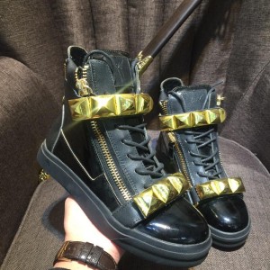 Giuseppe Zanotti Black and gold bi-metal spikes and black sole high-top Perfect sneakers MS03037