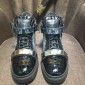 Replica Giuseppe Zanotti Black embossed and silver bimetal plaque and black sole high-top Perfect sneakers MS03038