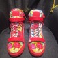 Replica Giuseppe Zanotti Flower print and red bi-metal plaque and red sole high-top Perfect sneakers MS03039