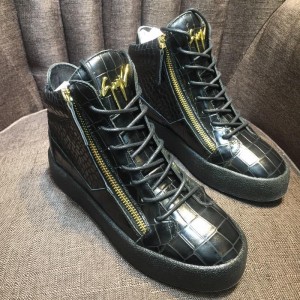 Giuseppe Zanotti Black embossed bi-metal zip and black sole high-top Perfect sneakers MS03044