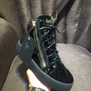 Giuseppe Zanotti Black velvet bi-metal zip and black sole high-top Perfect sneakers MS03045