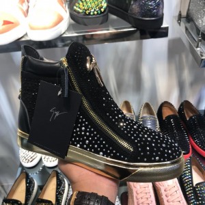 Giuseppe Zanotti Black and diamond embellished detail with gold sole high-top Perfect sneakers MS03049