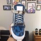 Replica Giuseppe Zanotti Blue snake print and silver bimetal plaque with white sole high-top Perfect sneakers MS03055