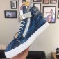 Replica Giuseppe Zanotti Blue snake print and silver bimetal plaque with white sole high-top Perfect sneakers MS03055