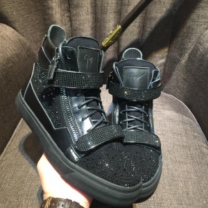 Giuseppe Zanotti Black leather and masonry with black sole high-top Perfect sneakers MS03060