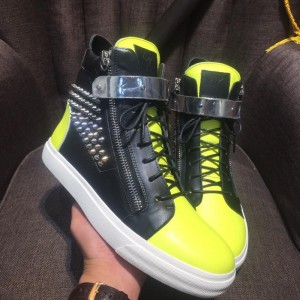 Giuseppe Zanotti Black and green tongue high-top Perfect sneakers with white sole MS03061