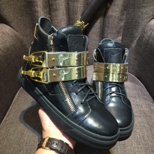 Giuseppe Zanotti Black and gold bi-metal plaque with black sole high-top Perfect sneakers MS03063