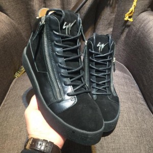 Giuseppe Zanotti Black suede double zip detail and black sole high-top Perfect sneakers MS03067