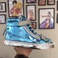 Replica Giuseppe Zanotti Blue and masonry bi-metal plaque with silver sole high-top sneakers MS03070