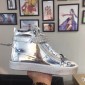 Replica Giuseppe Zanotti Silver and masonry bi-metal plaque with silver sole high-top Perfect sneakers MS03074