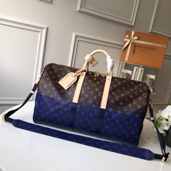 Louis Vuitton Luxury keepall bandouliere 50 moogram (M43861 pacific blue) LV04BM041