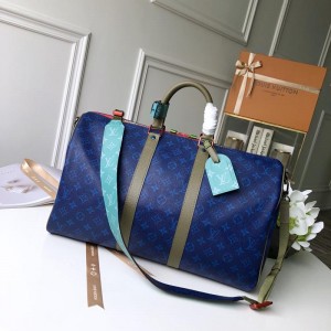 Louis Vuitton Luxury monogram canvas keep all bandouliere 45, pacific blue LV04BM095