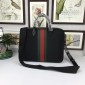 Replica Gucci Perfect Quality mate black hand bag with Gucci Perfect Quality stripe GC06BM121