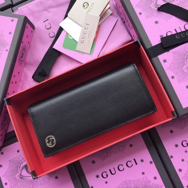 Gucci Perfect Quality plain black leather wallet GC07WM002