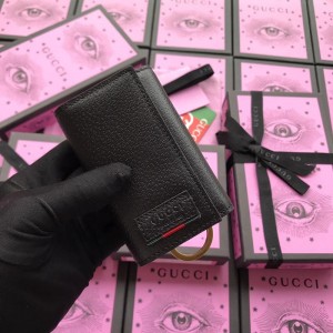 Gucci Perfect Quality plain black leather key pouch  GC07WM007